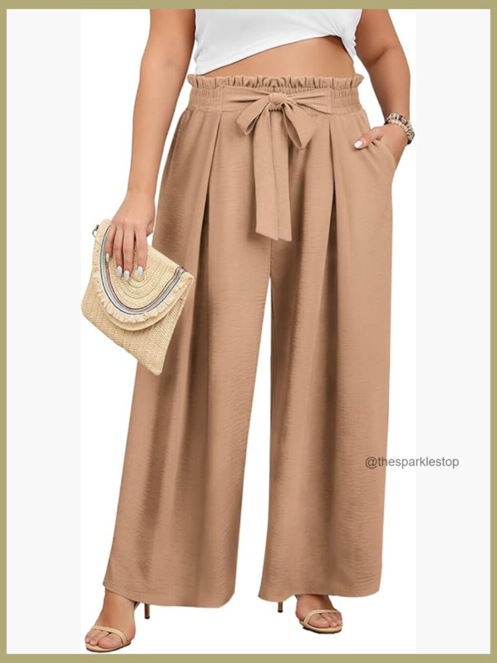 Women's Plus Size Wide Leg Palazzo Pants Elastic High Waisted with Pockets